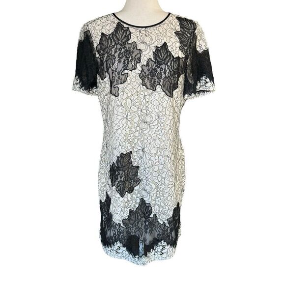 Karen Millen Lace Applique Patchwork Dress, Size 10, Ivory/Black RRP£215 DV276 - Picture 1 of 9